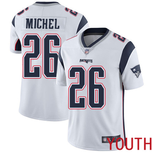 New England Patriots Football 26 Vapor Untouchable Limited White Youth Sony Michel Road NFL Jersey